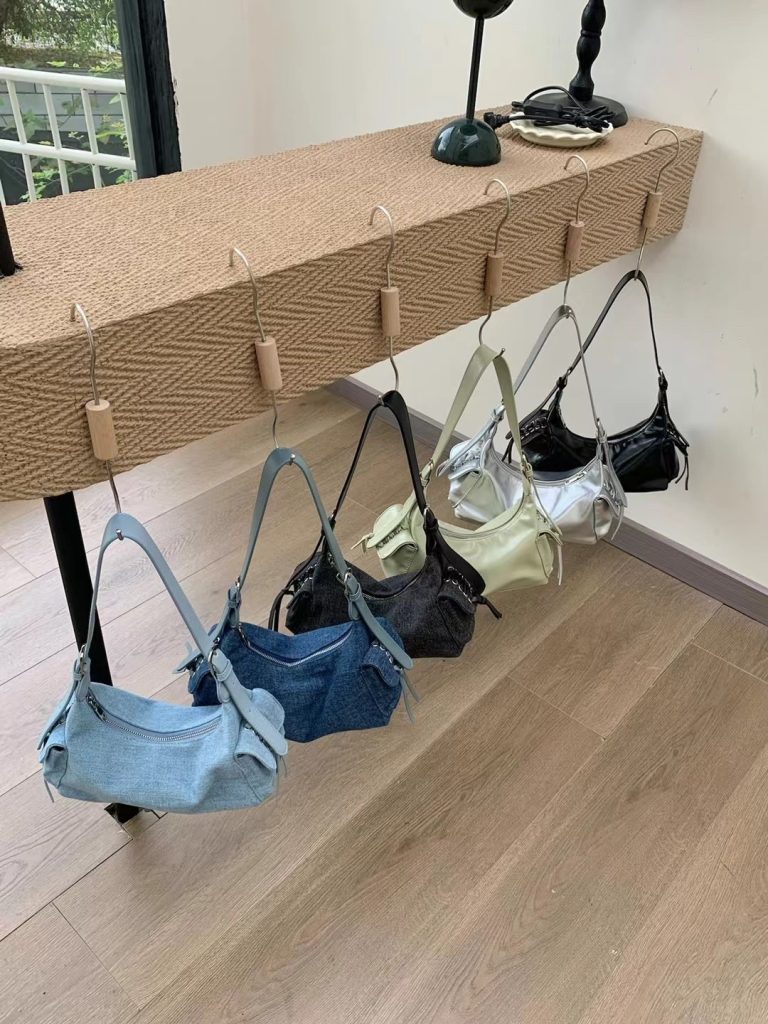 2024 New Underarm Bag Lace-Up Denim Casual Shoulder Bag