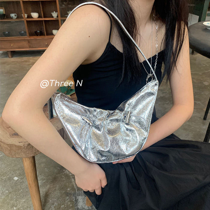 Crackle Texture Solid Color One Shoulder Handbag Daily Versatile Commute Premium Niche Underarm Small Bag