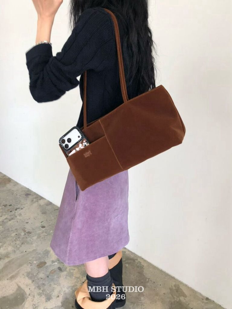 MBH Velvet Baguette Shoulder Bag Large Capacity Multi Color